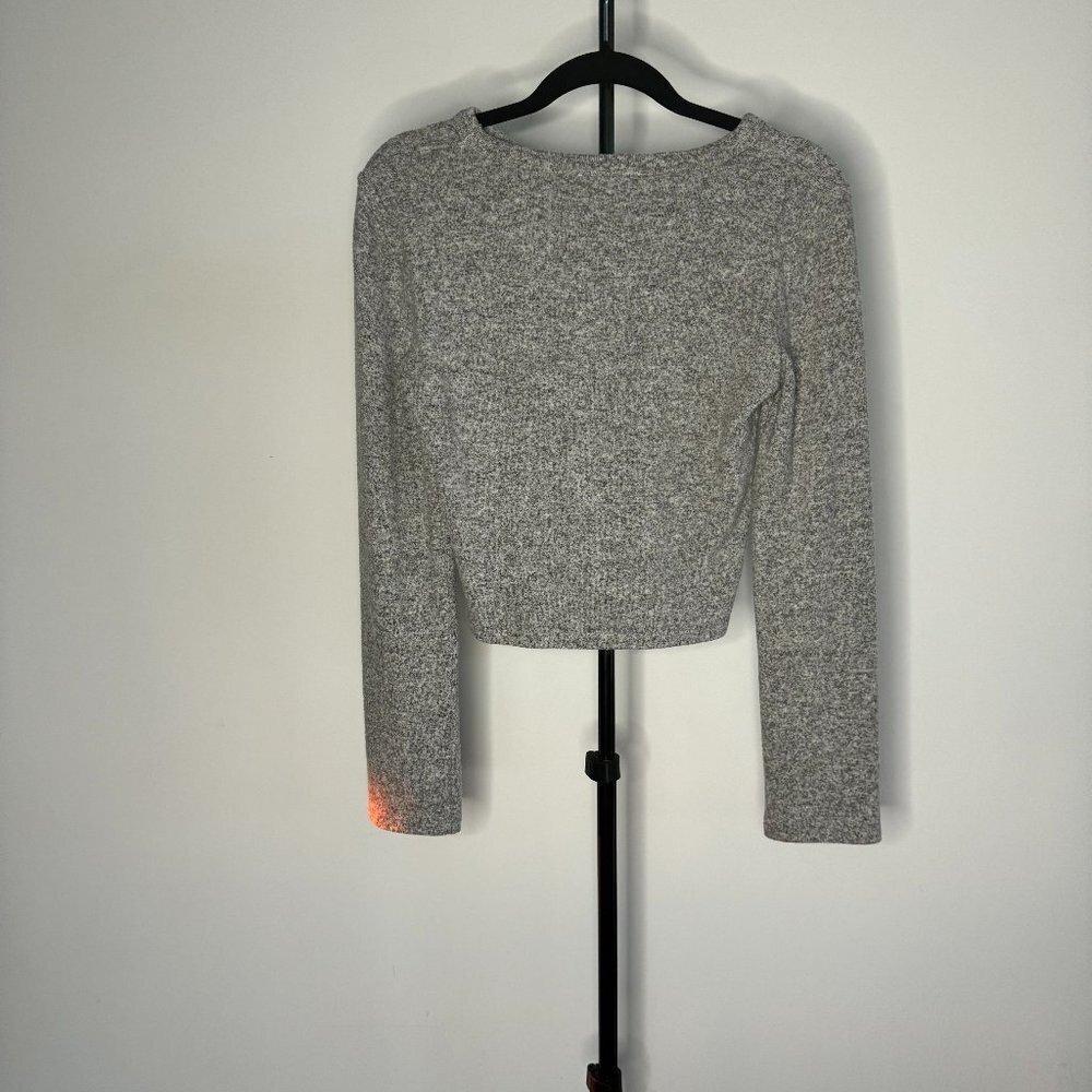 Zara | Cotton Trafaluc Cropped Long Sleeve Cotton Shirt | Heather Gray | Size M‌ - Picture 6 of 6